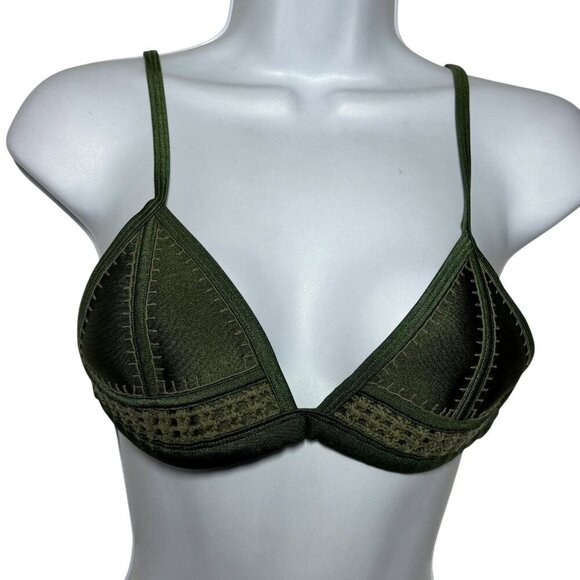 Triangl Gigi Crochet Neoprene Bikini top size Medium Army Green - Picture 1 of 8